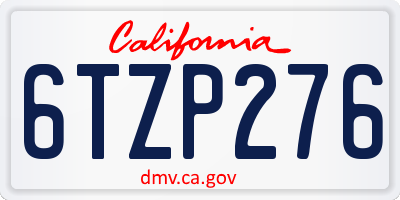 CA license plate 6TZP276