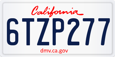 CA license plate 6TZP277
