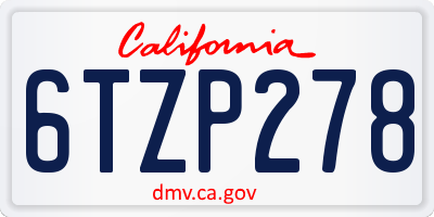 CA license plate 6TZP278
