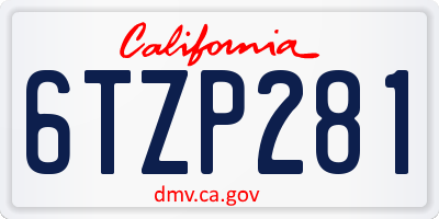 CA license plate 6TZP281