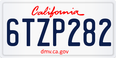 CA license plate 6TZP282