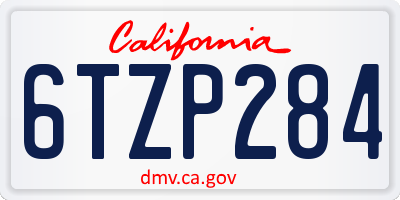 CA license plate 6TZP284