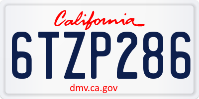 CA license plate 6TZP286