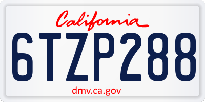 CA license plate 6TZP288