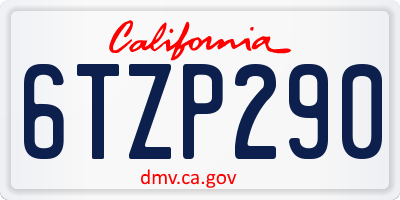 CA license plate 6TZP290
