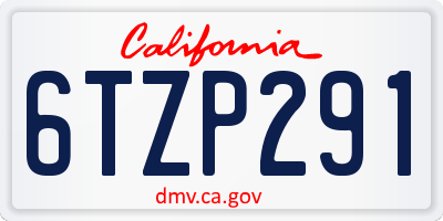 CA license plate 6TZP291