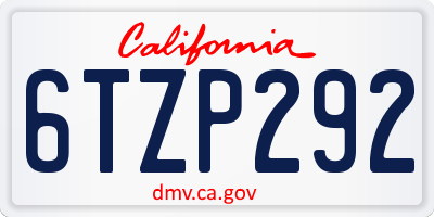 CA license plate 6TZP292