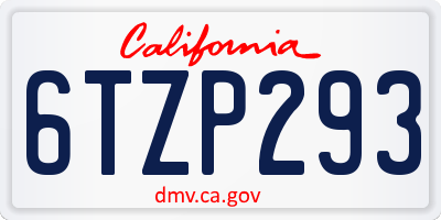 CA license plate 6TZP293