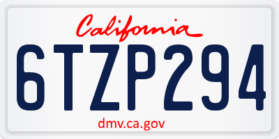 CA license plate 6TZP294
