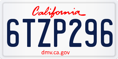 CA license plate 6TZP296
