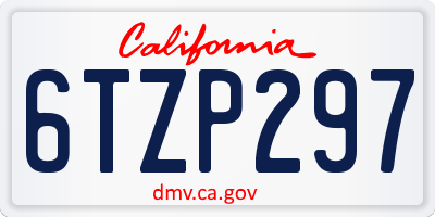 CA license plate 6TZP297