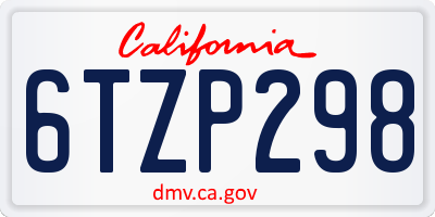 CA license plate 6TZP298
