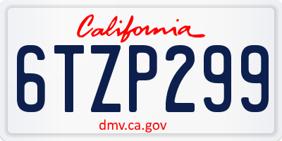 CA license plate 6TZP299