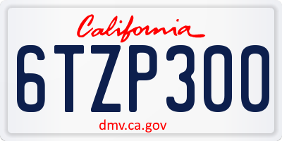 CA license plate 6TZP300