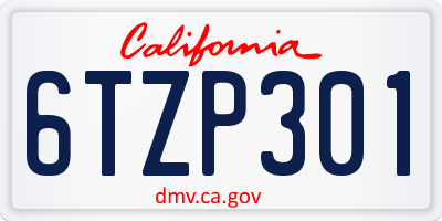 CA license plate 6TZP301