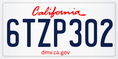 CA license plate 6TZP302