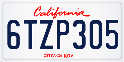 CA license plate 6TZP305