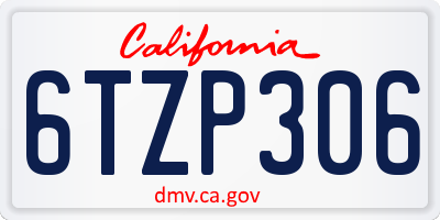 CA license plate 6TZP306