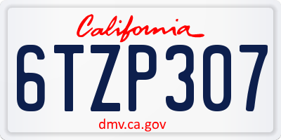 CA license plate 6TZP307