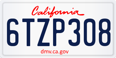 CA license plate 6TZP308