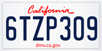 CA license plate 6TZP309
