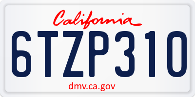 CA license plate 6TZP310