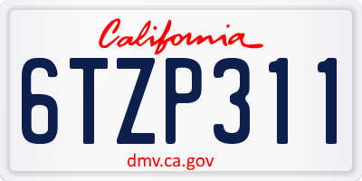 CA license plate 6TZP311