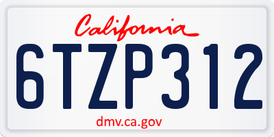 CA license plate 6TZP312