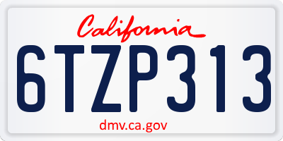 CA license plate 6TZP313