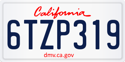 CA license plate 6TZP319