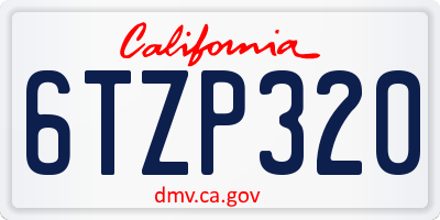 CA license plate 6TZP320