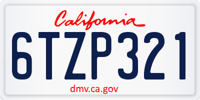 CA license plate 6TZP321