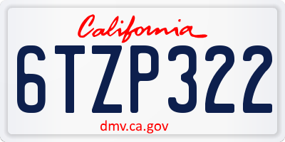 CA license plate 6TZP322