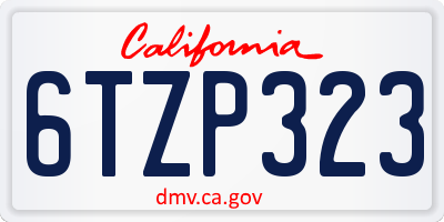 CA license plate 6TZP323