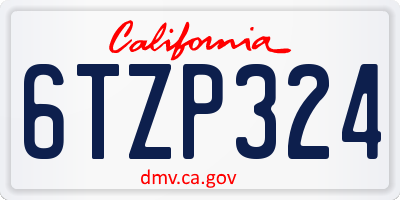 CA license plate 6TZP324