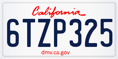 CA license plate 6TZP325