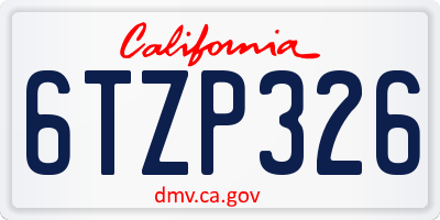 CA license plate 6TZP326