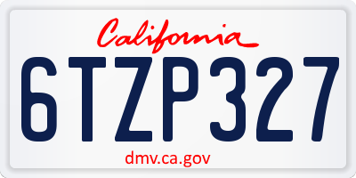 CA license plate 6TZP327
