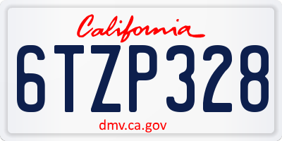 CA license plate 6TZP328