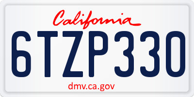 CA license plate 6TZP330
