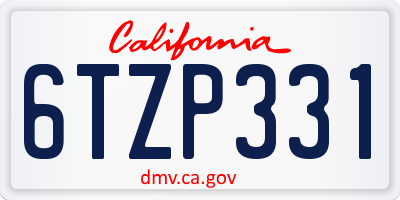 CA license plate 6TZP331