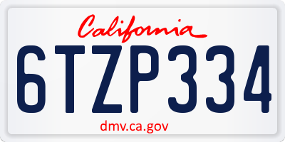 CA license plate 6TZP334