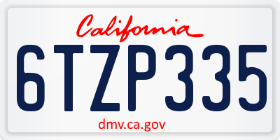 CA license plate 6TZP335
