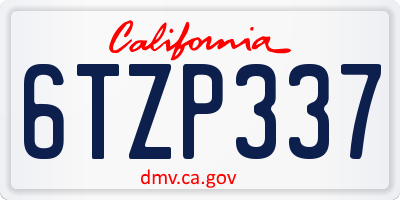 CA license plate 6TZP337