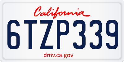 CA license plate 6TZP339