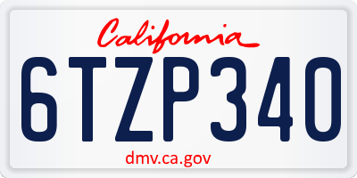 CA license plate 6TZP340