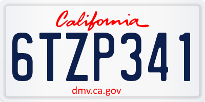 CA license plate 6TZP341