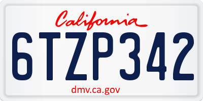 CA license plate 6TZP342