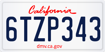 CA license plate 6TZP343