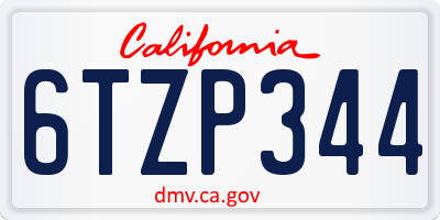 CA license plate 6TZP344